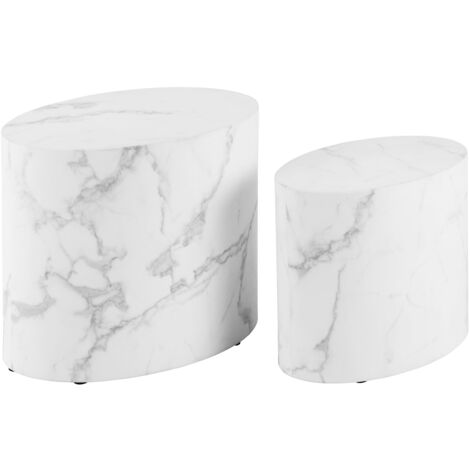 Set Di 2 Tavolini Da Caffè Rico - In MDF Bianco, Design Moderno, Dimensioni 40x48x33 Cm E 33x40x24.5 Cm - Foto 9