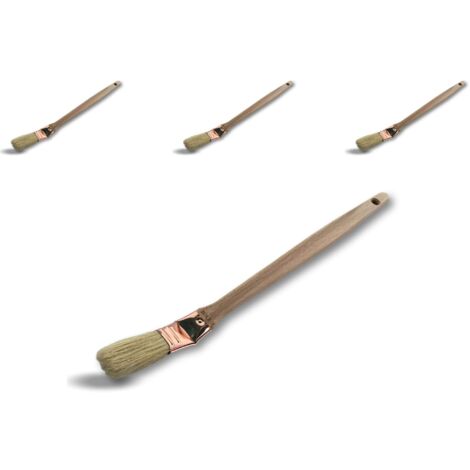 KIBROS 340P20cx3 Set di 3 Pennello piatto testa angolato per pittura radiatori Larghezza 20 mm Imbottitura in seta bianca ghiera ramata manico in legno angoli persiane tubi, bordi (1/4)