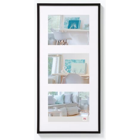 walther design nero 3X 15x20 cm galleria con passe-partout, New Lifestyle cornice in plastica KV320B