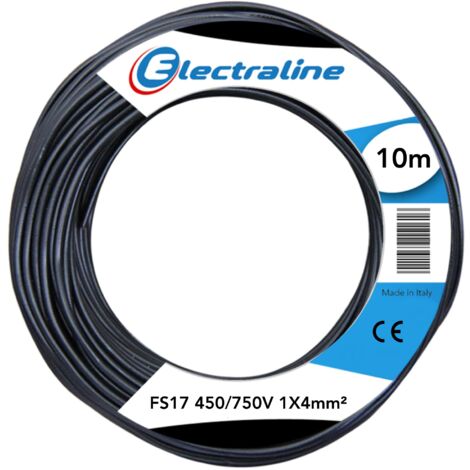 Electraline 13211 Cavo Unipolare FS17, 10 mt, sezione 1x4 mm² adatto per cablaggi di quadri elettrici, circuiti elettrici di ascensori, montacarichi