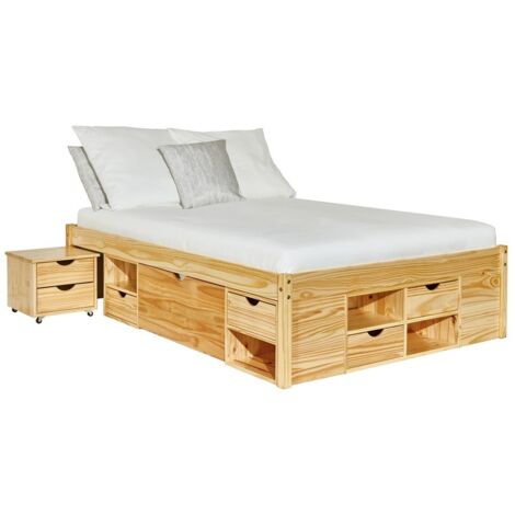 Letto Inter Link con contenitori e comodino con ruote Dim. 186,5x209x47,5h (1/10)