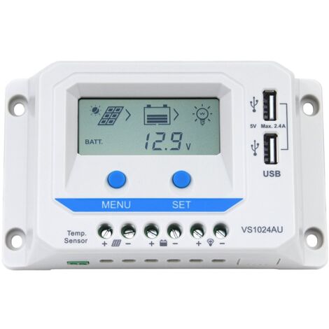 EPEVER VS1024AU EP Regolatore di carica solare PWM, VS AU Serie 10A, display LCD, riconoscimento automatico, 12 V/24 V