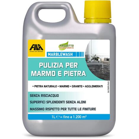FILA Surface Care Solutions MARBLEWASH Detergente per Marmo e Pietra Naturale, Incolore, 1 Litro