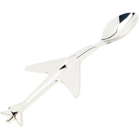 Zilverstad Children's Spoon Airplane Cucchiaio da Neonato Aeroplano, in Lega di Zinco, Color Argento, 169x74x15mm (1/2)
