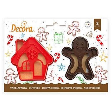 Decora 0255094 Set 2 Tagliapasta Gingerbread Man & House, In Plastica, Il Kit Ideale per Creare Decorazioni in Pasta di Zucchero o di Gomma, Made in Italy, Design originale. Confezione da 2 pezzi. (1/4)