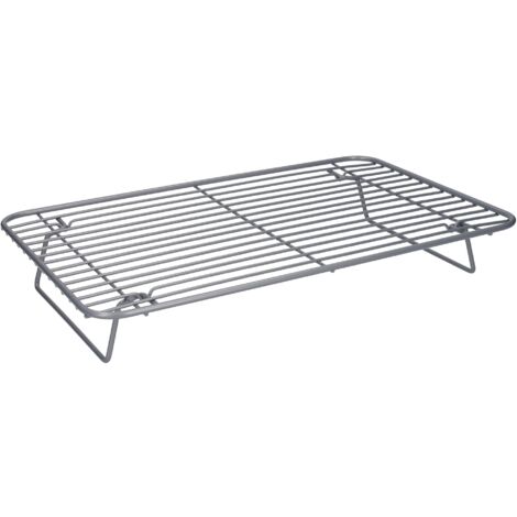 MasterClass Smart Ceramic Roasting / Cooling Rack con rivestimento antiaderente e gambe pieghevoli, filo in acciaio al carbonio, grigio, 35,5 x 23 cm (1/5)