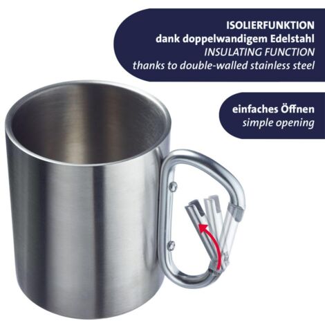 Tazza Da Campeggio Con Moschettone - Acciaio Inox 250ml, Ideale Per Trekking E Outdoor - Foto 10