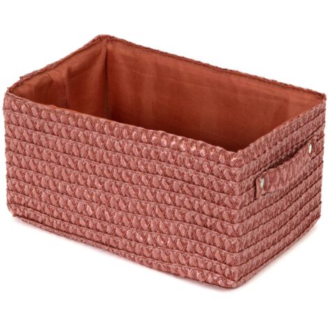 Compactor Lilou Cestino Portaoggetti Intrecciato con Manici, Polipropilene e Cartone, 23 x 15 x 12 cm, Terracotta, RAN9698 (1/5)