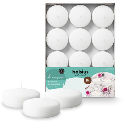 Candele galleggianti BOLSIUS Maxi BOX 77/29 (8h) 12 pezzi bianco (1/5)