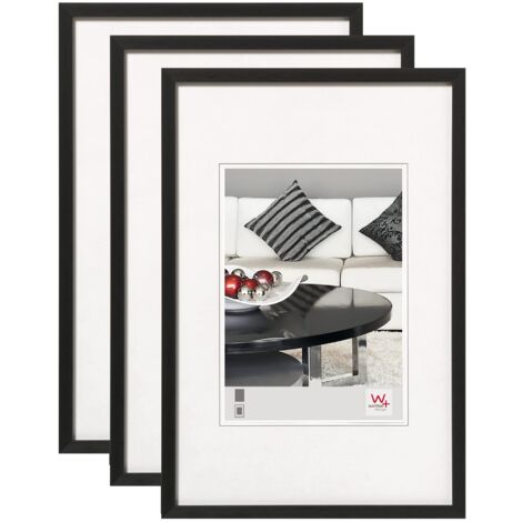 Walther Design Cornice Nero 20 x 30 cm Confezione da 3 sedie Telaio in alluminio AJ030B3 (1/3)