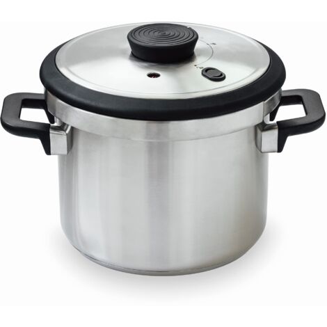 Lacor - 71786 - Pentola a pressione super veloce con maniglie Sicuro resistenti al calore - Induzione - Acciaio Inox 18/10 - Fondo termodiffusore - 6L - 22cm.