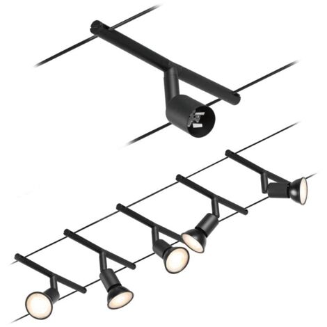 Paulmann CorDuo, sistema di cavi per faretti, 94446, set Salt, massima CC 5 pezzi da 10 Watt l’uno, estensibile, nero, opaco, cavi in plastica, GU 5,3, senza lampadine