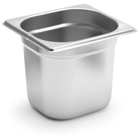 HENDI Contenitore Gastronorm, GN 1/6, resistenza termica -40 °C a 300 °C, compatibile con i forni a convezione, frigoriferi, bagno María, chafing dishes, 2.4L, 176x162x(H)150mm, acciaio inox