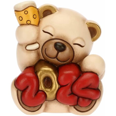 THUN, Teddy Buon Anno 2024 con Calice in Ceramica Decorata a Mano, Addobbo Natalizio, Idea Regalo, 6.7x5.8x6 cm h (1/5)