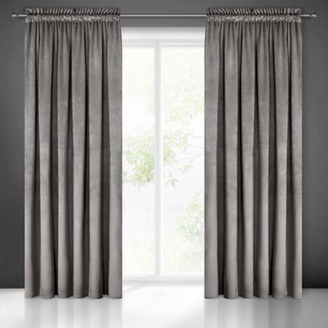 Eurofirany PIERRE Tenda in Velluto con Fettuccia Arricciatenda - 1 Pz. Tenda Termica Isolante in Velluto, Opaca, Oscurante, Per cameretta, Soggiorno, 140x300 cm, Acciaio