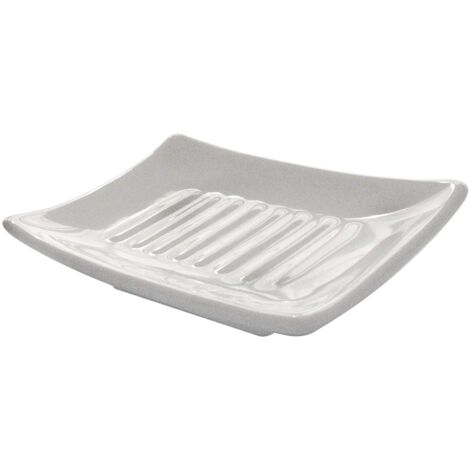 Portasapone In Ceramica E Sughero Gedy Canberra - Design Moderno, Colore Bianco, 3x13x9.5 Cm - Foto 2