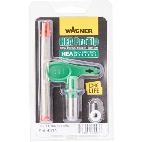 WAGNER Ugello Hea Protip 311, Ugello Airless per Vernici di Fondo, Smalti, Pitture murali, Vernici a Base di Latex, Protezionedalla Fiamma edalla Corrosione, 55% di Nebbia In Meno (1/3)