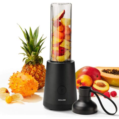 Zwilling 36420-010-0 Frullatore, Smoothie Maker, Bottiglia con Tappo, 600 ml, 300 Watt, Acciaio Inox/Plastica, Nero (1/5)