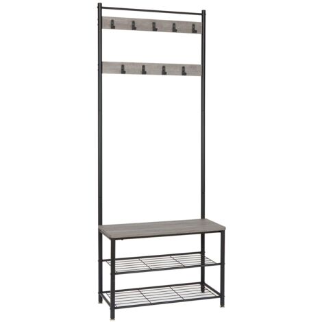 Meerveil Appendiabiti da Terra, Metallo, Grigio, 70 x 32 x 175 cm