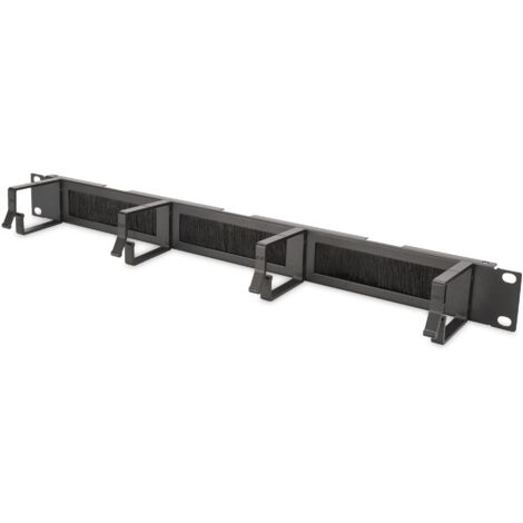 Pannello Passacavi Forato Con Spazzola Di Protezione Per Armadi 19" (1 Unita') Nero Con 4 Ganci (1/3)
