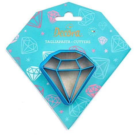 Decora 0255055 Tagliapasta Diamante, in Plastica, Perfetto per Creare Decorazioni in Pasta di Zucchero o di Gomma, Made in Italy, Design Originale. Confezione da 1 Pezzo, Azzurro (1/4)