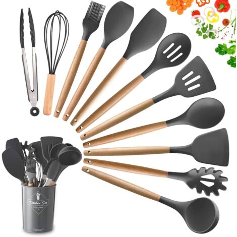 Set Di Grandi Cucchiai Da Cucina In Silicone Resistenti Al Calore Utensili Da Cucina Antiaderenti~p225521943