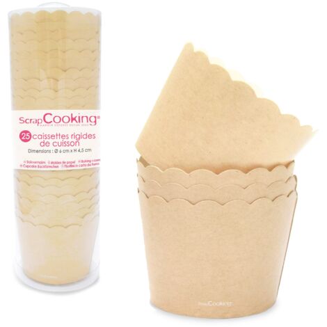 SCRAP COOKING - Set di 25 pirottini da forno per cupcake e muffin - Colore carta Kraft - Decorazioni Custodie Tazze per pasticceria - Tenuta in cottura al forno beige - 5079 (1/4)