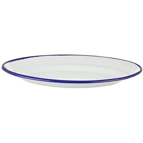 IBILI Piatto Blanca Ovale cm 30x20 in Acciaio smaltato, Bianco/Blu, Gomma, Argento, 30 x 20 x 9 cm (1/4)