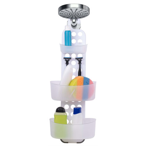 Scaffale Bagno Senza Trapano In Acciaio Inossidabile – Set Da 2 Mensole Doccia Con Portasapone E Asciugamano, Organizer Resistente Alla Ruggine, Forte Adesivo - 4