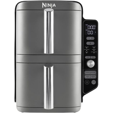 Ninja Double Stack XL Friggitrice ad Aria Verticale, Doppia Zona, 4 Livelli di Cottura e 2 Cassetti, Capienza 9.5L, 6 Funzioni, 8 Porzioni, Componenti Lavabili in Lavastoviglie, Grigio, SL400EU (1/5)