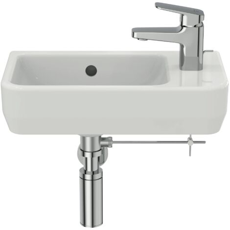 Ideal Standard - i.life S, Lavamani da 45cm con profondità ridotta a 25cm con foro centrale per la rubinetteria e troppopieno, Bianco (1/5)
