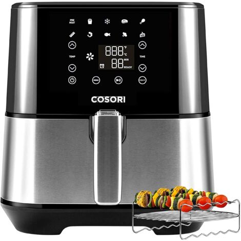 COSORI Friggitrice ad Aria 5,5 Litri, Air Fryer Risparmio Energetico, con Accessori di Griglia, 9 Funzioni & Speciale Essicamento, 10 Ricette Normali & 10 Ricette di Essicamento, 1700W, Argento