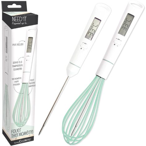 ScrapCooking 5167 - Frusta termometro per pasticceria 2-in-1, termometro da cucina per cottura al cioccolato, caramello, zucchero, con sonda di temperatura rimovibile, in silicone, compatibile con