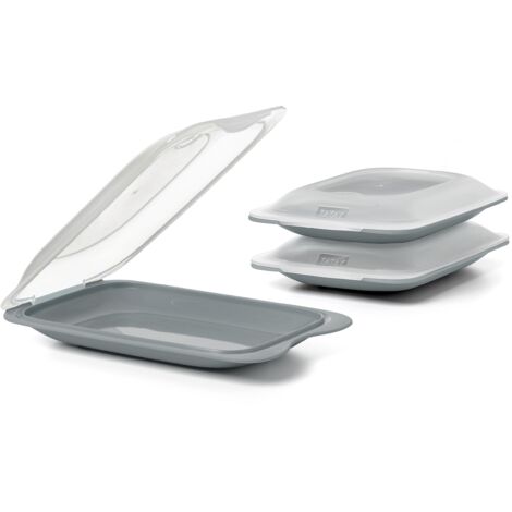 3 Piatti Per Microonde Con Coperchio E Valvola Vapore, 3 Scomparti, Contenitori In PP Per Alimenti, Senza BPA, Adatti A Freezer E Lavastoviglie - 3