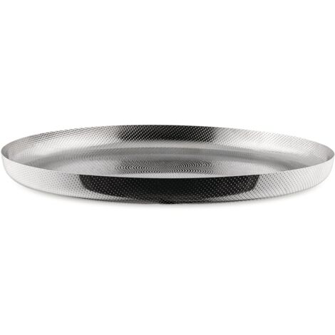 Alessi Extra Ordinary Texture JM14/35 T Vassoio Rotondo dal Design Minimale in Acciaio Inossidabile 18/10 con Decorazioni, Granulata in Rilievo, Ø 35 cm