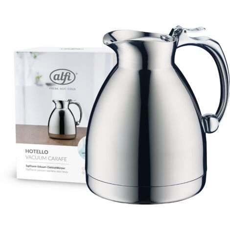 alfi HOTELLO 0,60l, caraffa isolante con doppia parete in acciaio, tiene caldo per 4 ore, freddo per 6 ore, coperchio apribile con una mano, senza plastica, per lavastoviglie, per gastronomia (1/5)
