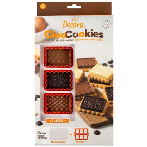 Decora 0255156 Set CiocCookies per Gallette Al Cioccolato Classic, In Plastica, Per Realizzare in Modo Semplice delle Gallette con una Placchetta Di Cioccolato Personalizzata. Confezione Da 2 Pezzi. (1/2)
