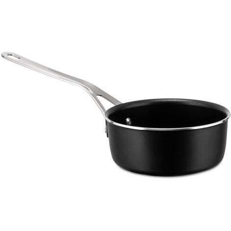 Alessi Pots&Pans Casseruola a Manico Lungo al, Alluminio con Rivestimento Antiaderente, Inossidabile 18/10, Fondo in Acciaio Magnetico Adatto Anche alla Cottura a Induzione, Nero, 16 cm (1/5)