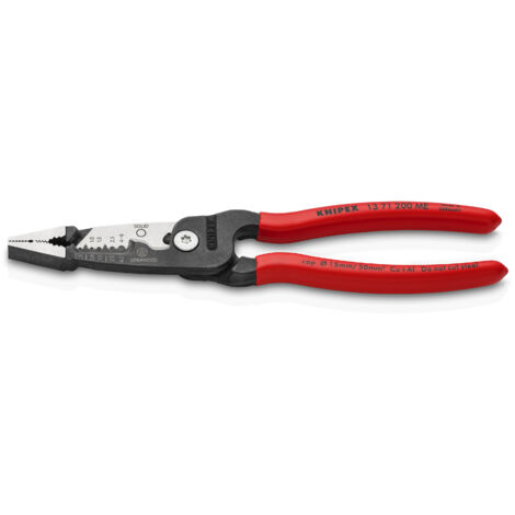 KNIPEX 13 71 200 ME Pinza multifunzione per elettricisti modello metrico rivestiti in resina sintetica atramentata nera 200 mm