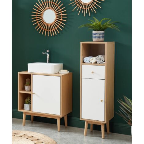 EASYCOMFORT Mobiletto da Bagno Sottolavabo a 2 Ante in MDF Salvaspazio