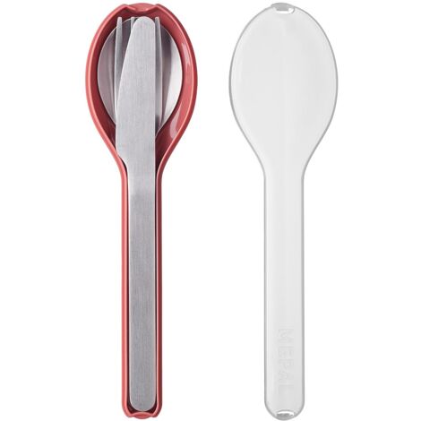 Mepal - Set di Posate 3 Pezzi Ellipse - Set di Posate da Viaggio - Composto da Coltello, Forchetta e Cucchiaio - Set di Posate con Custodia da Viaggio - Acciaio Inossidabile - Vivid Mauve (1/4)