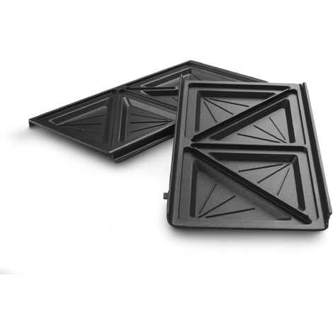 De'Longhi Set di pannelli sandwich DLSK154 - accessori da cucina per De'Longhi Multigrill SW12, inserto per griglia con rientranza diagonale, in alluminio pressofuso lavabile in lavastoviglie, nero (1/4)