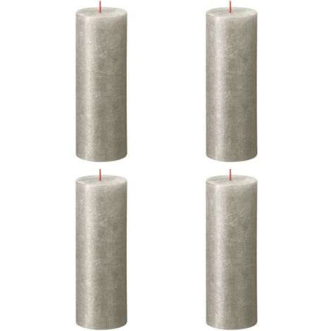 BOLSIUS - Candela rustica a pilastro luccicante - Champagne - 19 cm - Confezione da 4 -Non gocciolante - Candele non profumate - 85 ore (1/2)