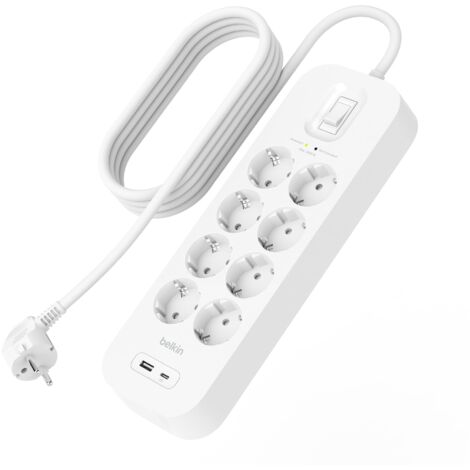 Belkin Multipresa Montabile a Parete con 8 Prese CA Protette Cavo di Alimentazione da 2mt (1/4)