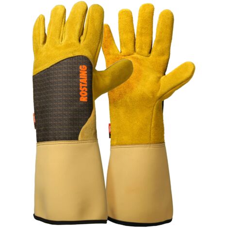 ROSTAING Guanti RONCIER - Paia di Guanti da Giardinaggio - Protezione in Pelle - Guanti da Giardinaggio per Spine e rovi e Guanti da Lavoro, Beige