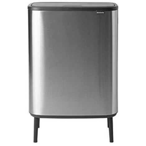 Kitchen Move PORTLAND Pattumiera Da Cucina 60L Con Apertura Push, Acciaio Inox Nero – Elegante E Capiente
