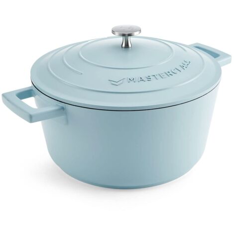 MasterClass Casseruola con coperchio, media 4L/24 cm, leggera in alluminio fuso, sicura per forno e piano cottura a induzione, blu cielo (1/5)