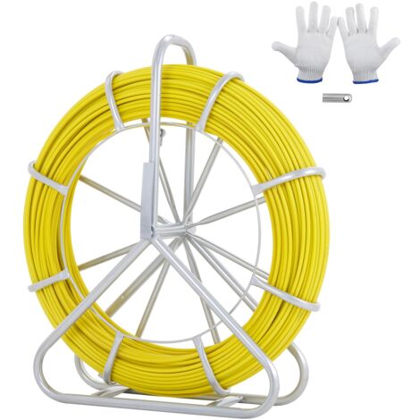 VEVOR Sonda Passacavi in Fibra di Vetro 6,35mm x 129,5m Estrattore a Nastro per Cavo Elettrico con 3 Teste di Trazione e Supporto in Metallo Strumento di Installazione del Cavo Elettrico in Fiberglass (1/5)