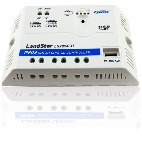EPEVER® PWM - Regolatore di carica 20 A, 12/24 V, con porta USB, LS2024EU