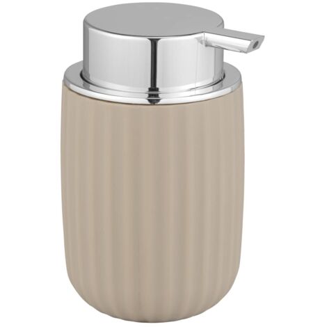 WENKO Dosatore per sapone Agropoli beige, dispenser per sapone liquido ricaricabile in plastica di qualità per 250 ml, modellatura plastica e superficie strutturata, 7,5 x 12,5 x 9 cm